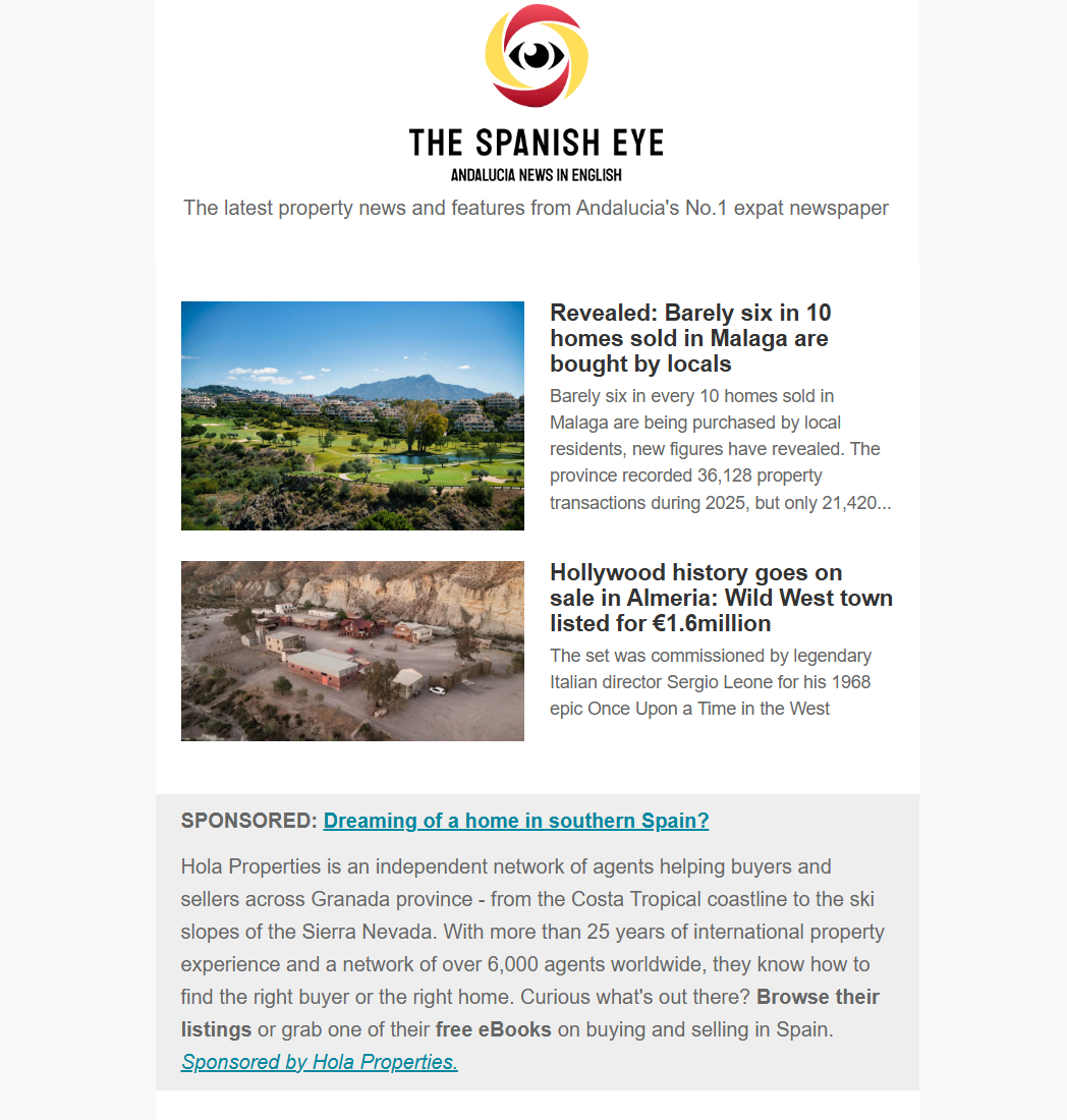 The sponsored placement as it appeared in a live Property newsletter send